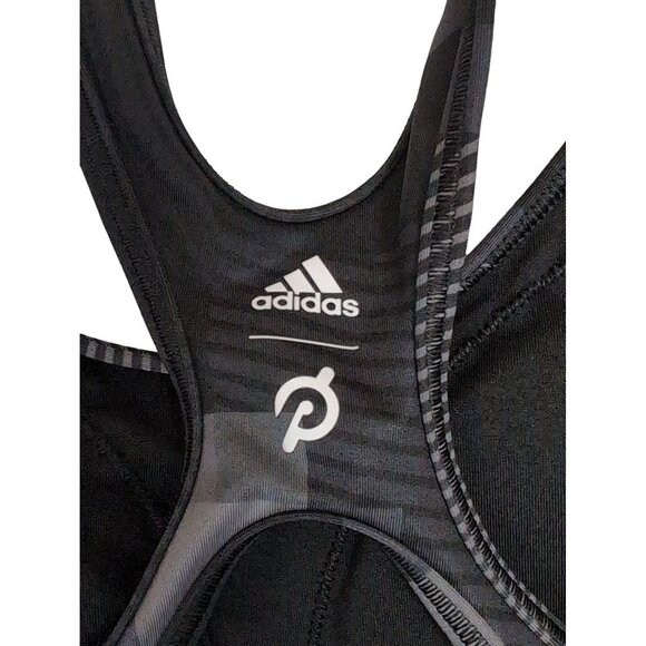 Peloton Adidas Sports Bra Womens M Black Gray Digi Motion‎ Heat Racerback Padded - Picture 3 of 7